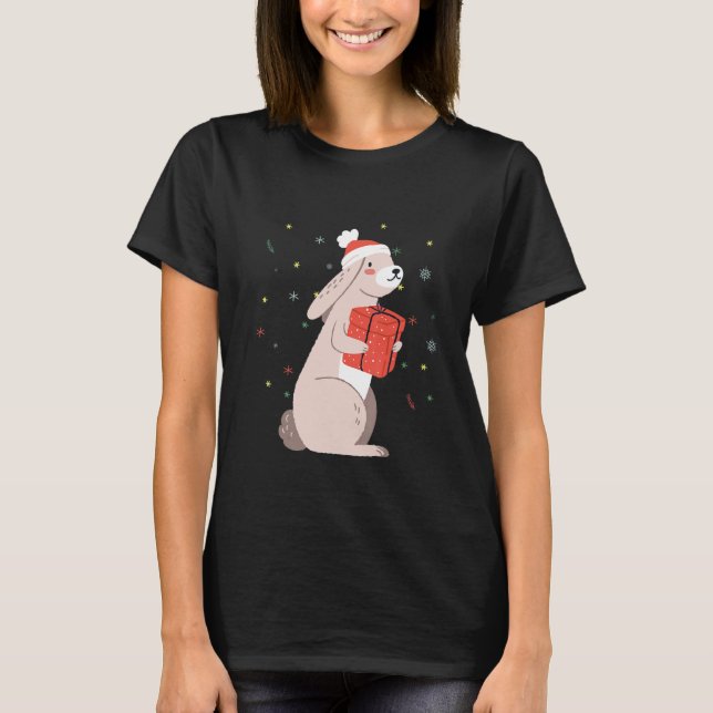 Dwarf Lop Eared Bunny Rabbit In Santa Claus Christ T-Shirt (Front)