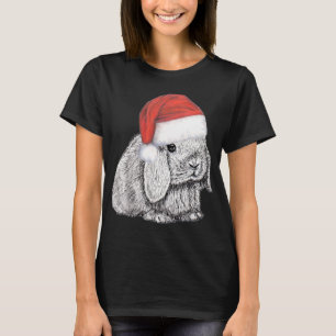 Dwarf Lop Eared Bunny Rabbit In Santa Claus Christ T-Shirt