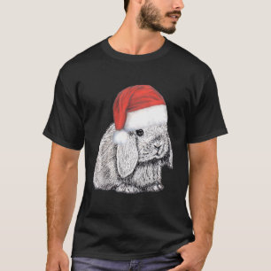 Dwarf Lop Eared Bunny Rabbit In Santa Claus Hat Fo T-Shirt