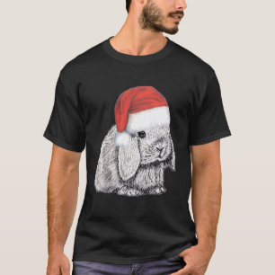 Dwarf Lop Eared Bunny Rabbit In Santa Claus T-Shirt