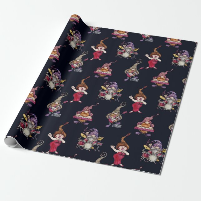 Dwarf Music Band And Diva Give A Gala Concert Wrapping Paper (Unrolled)