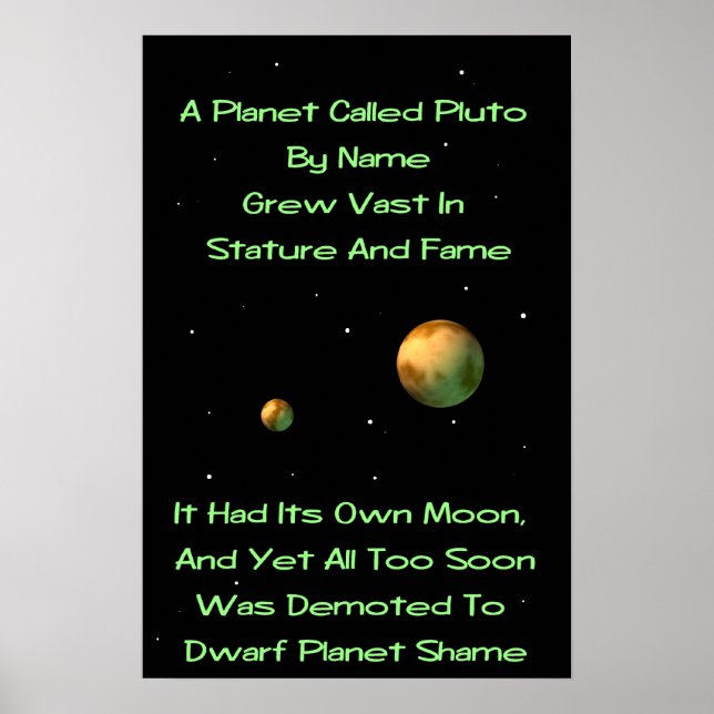 Dwarf Planet Pluto Limerick Poster (Front)