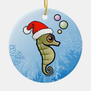 Dwarf Seahorse Santa Ceramic Tree Decoration