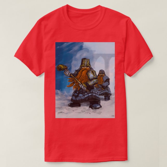 Dwarf with hammer fantasy illustration T-Shirt (Design Front)