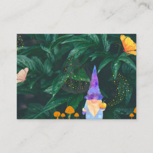 Dwarf with pumpkin and magic mushrooms and butterf business card