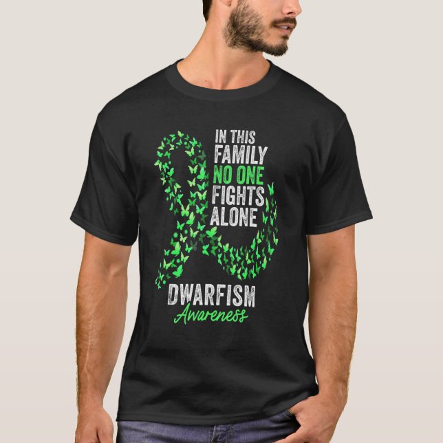 Dwarfism Awareness Month Butterflies Green Ribbon T-Shirt (Front)