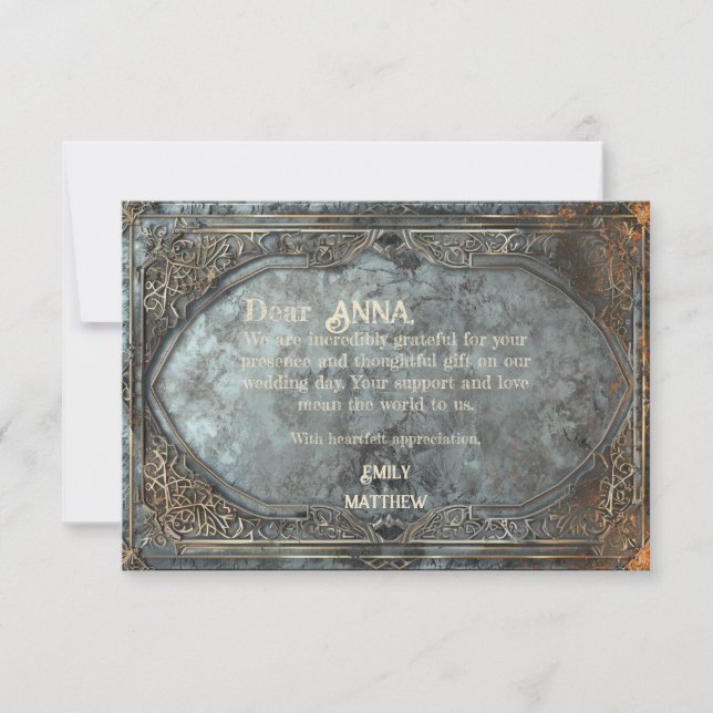 Dwarven Splendour Fantasy Wedding Thank You Card (Front)