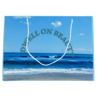Dwell on joy beach scene large gift bag