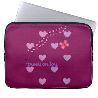 dwell on joy hearts and paw prints lap top sleeve