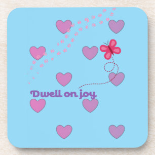 dwell on joy hearts and paw prints plastic coaster