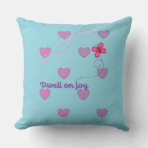 dwell on joy hearts and paw prints throw pillow