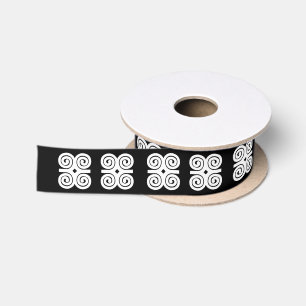Dwennimmen Strength Humility White Adinkra Symbol Satin Ribbon