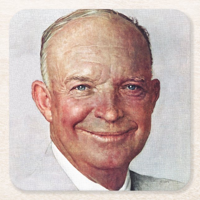 Dwight D. Eisenhower Square Paper Coaster (Front)