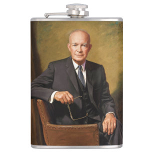 Dwight Eisenhower American President Portrait  Hip Flask