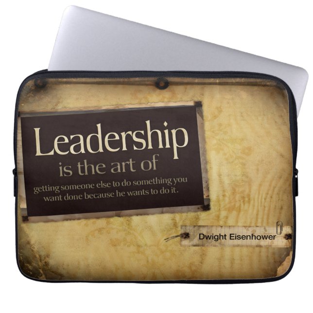 Dwight Eisenhower Inspirational Quote "Leadership" Laptop Sleeve (Front)