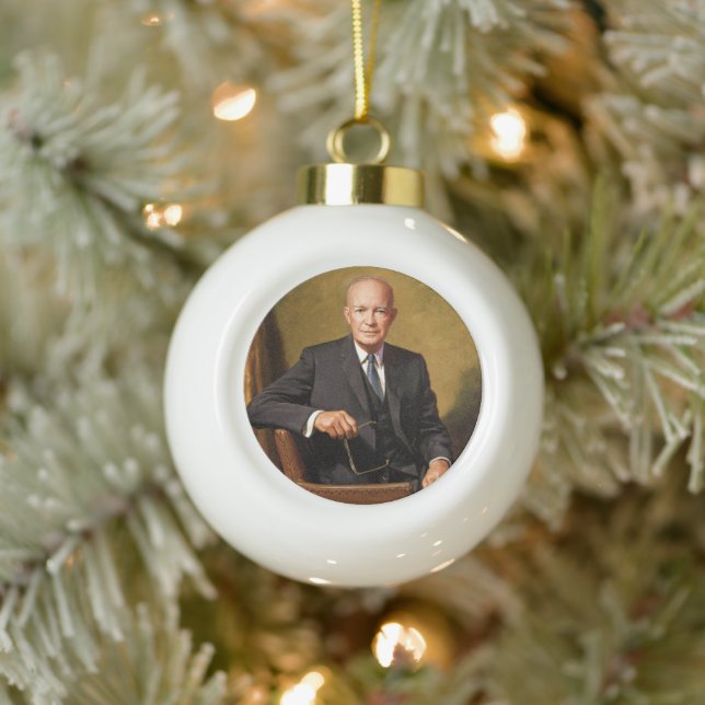 Dwight Eisenhower President White House Portrait   Ceramic Ball Christmas Ornament (Tree)