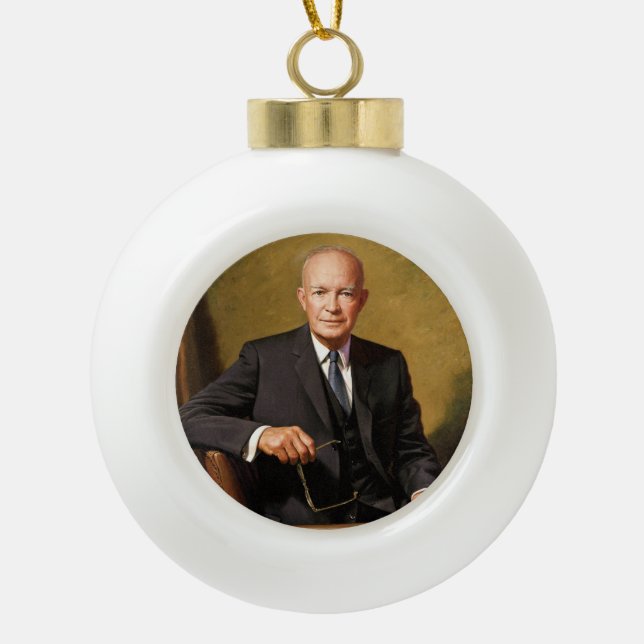Dwight Eisenhower President White House Portrait   Ceramic Ball Christmas Ornament (Front)