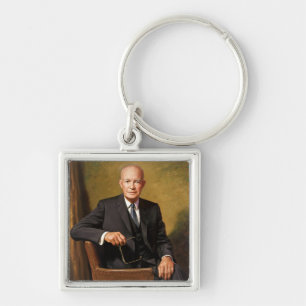 Dwight Eisenhower President White House Portrait Key Ring