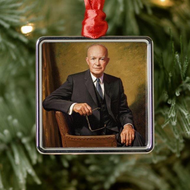 Dwight Eisenhower President White House Portrait   Metal Tree Decoration (Tree)