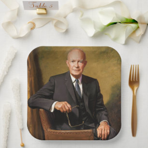 Dwight Eisenhower President White House Portrait Paper Plate