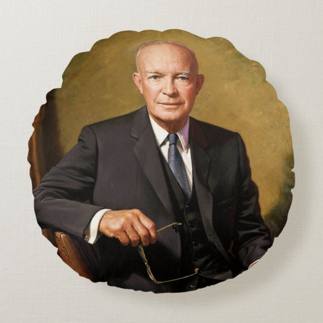 Dwight Eisenhower President White House Portrait   Round Cushion (Front)