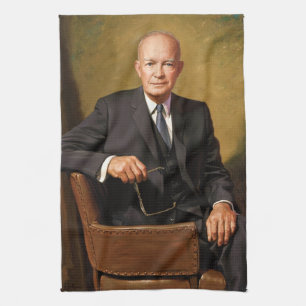 Dwight Eisenhower President White House Portrait   Tea Towel