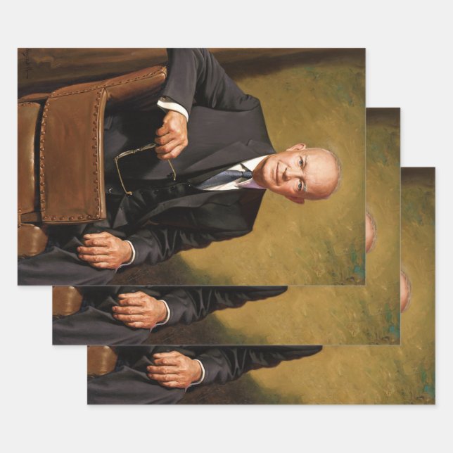 Dwight Eisenhower President White House Portrait   Wrapping Paper Sheet (Set)