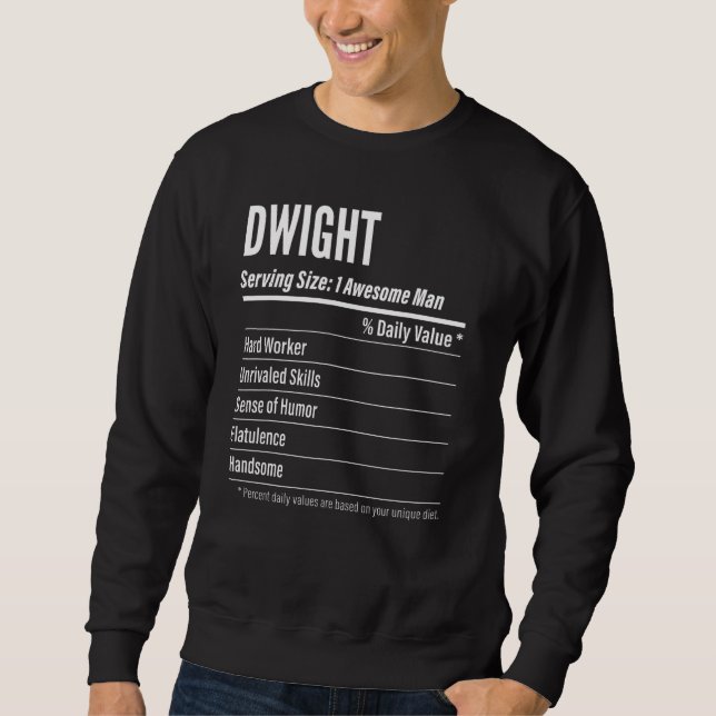 Dwight Serving Size Nutrition Label Calories Sweatshirt (Front)