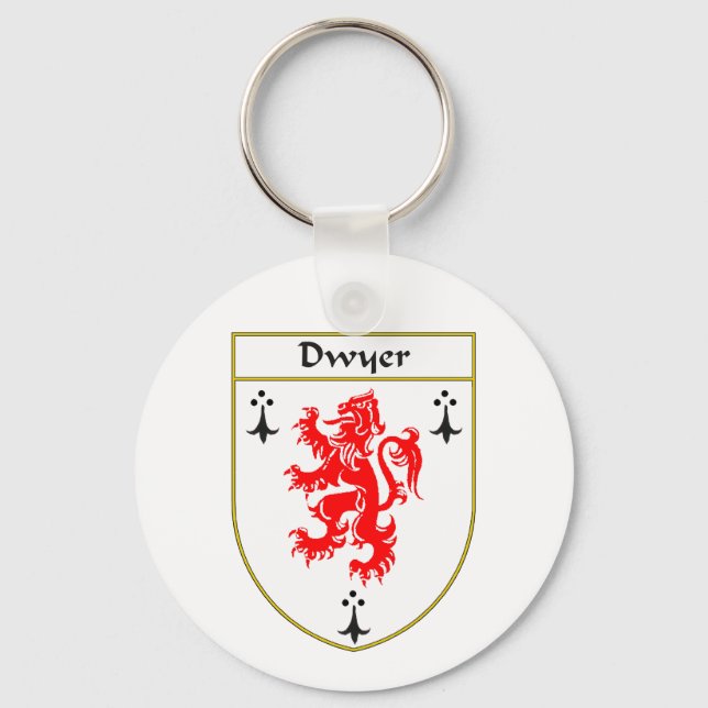 Dwyer Coat of Arms/Family Crest Key Ring (Front)