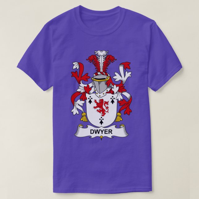 Dwyer Coat of Arms Family Crest  T-Shirt (Design Front)