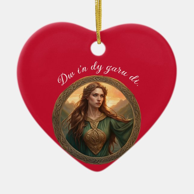 Dwynwen The Patron Saint Of Lovers Ceramic Tree Decoration (Front)
