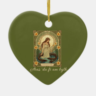 Dwynwen's Well And Sacred Fish Ceramic Tree Decoration