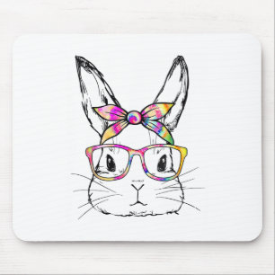 Dy Cute Bunny Face Tie Dye Gles Easter Day Mouse Mat