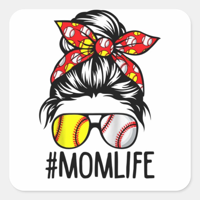 Dy Mum Life Softball Baseball Mothers Day Square Sticker (Front)