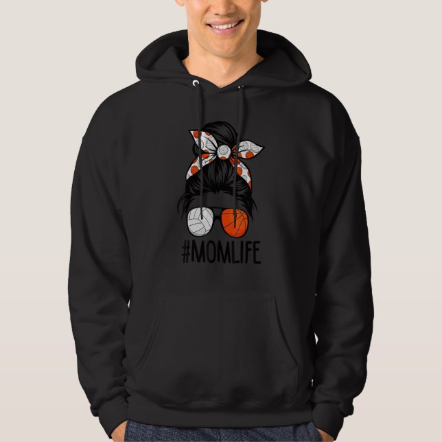 Dy Mum Life Volleyball Basketball Mothers Day Mess Hoodie (Front)