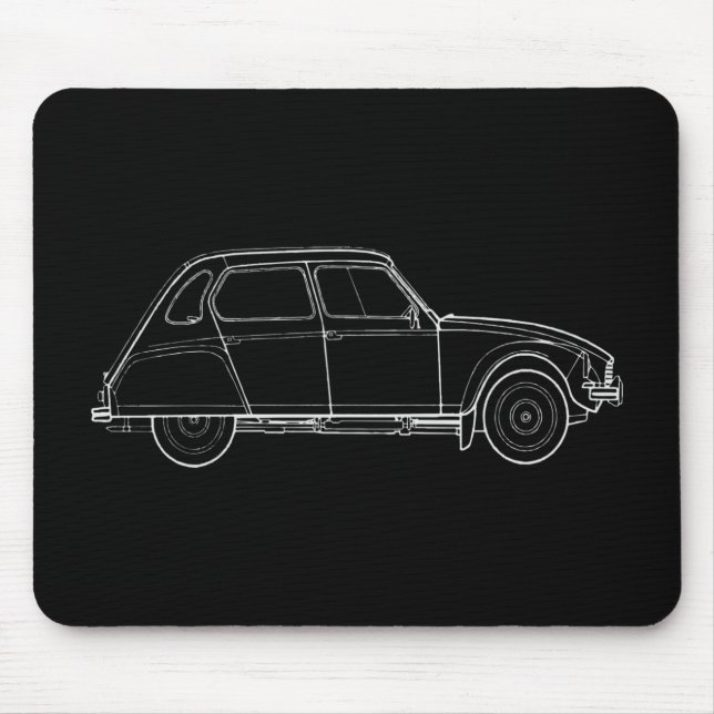 Dyane Minimalistic White Blueprint Illustration Mouse Mat (Front)