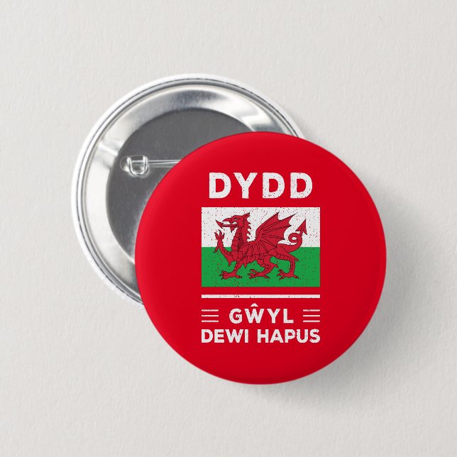 Dydd Gŵyl Dewi Hapus Happy St Davids Day 3 6 Cm Round Badge (Front & Back)