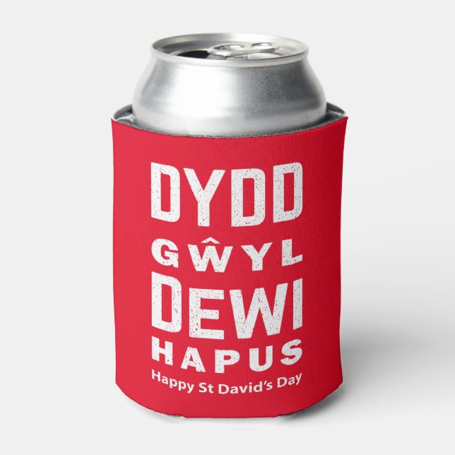 Dydd Gŵyl Dewi Hapus Happy St Davids Day 4 Can Cooler (Can Front)