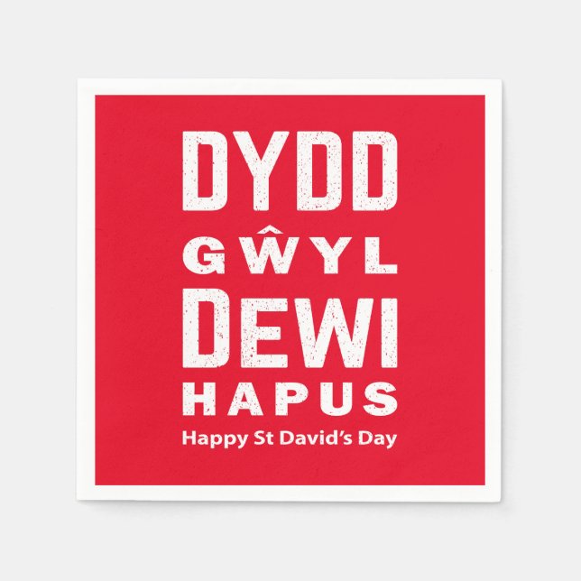 Dydd Gŵyl Dewi Hapus Happy St Davids Day 4 Napkin (Front)