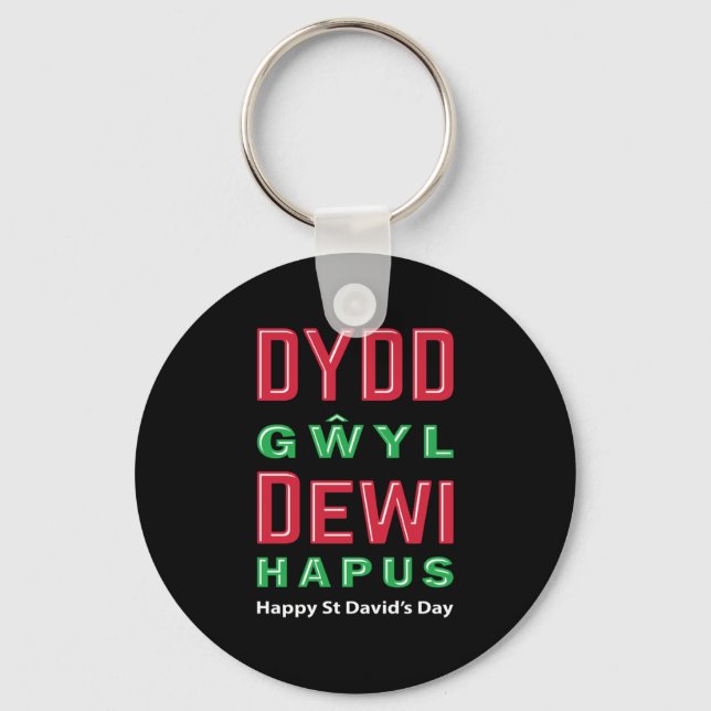 Dydd Gŵyl Dewi Hapus Happy St Davids Day 5 Key Ring (Front)