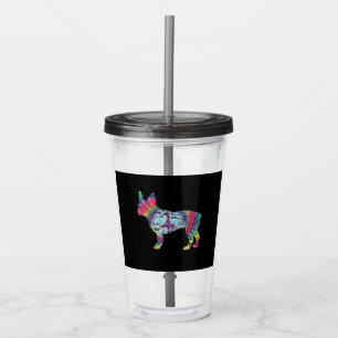Dye French Bulldog Silhouette Gift For Dog Lover Acrylic Tumbler