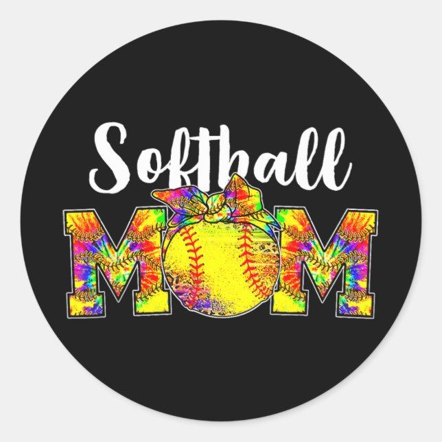 Dye Softball Mum Tee Softball Game Day Vibes Mothe Classic Round Sticker (Front)