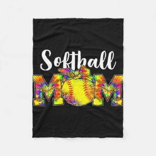 Dye Softball Mum Tee Softball Game Day Vibes Mothe Fleece Blanket