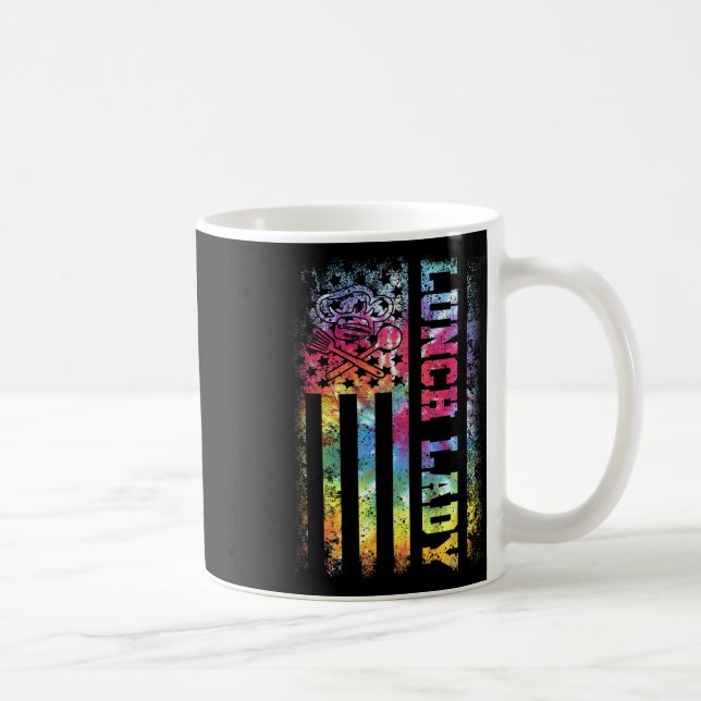 Dye Us Flag Lunch Lady Back To School  Coffee Mug (Right)