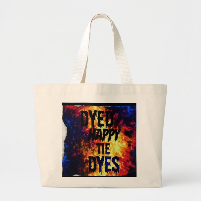 Dyed Happy Tie Dyes Large Tote Bag (Front)