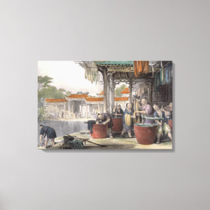 Dyeing and Winding Silk, from 'China in a Series o Canvas Print