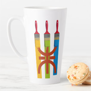 Dyeing brush paint the Amazigh flag amazigh style Latte Mug