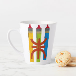 Dyeing brush paint the Amazigh flag amazigh style Latte Mug