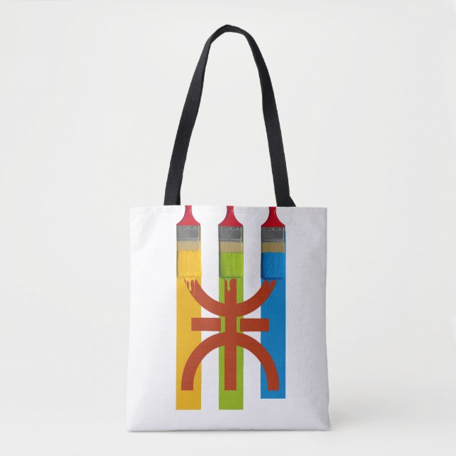 Dyeing brush paint the Amazigh flag Tote Bag (Front)