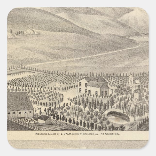 Dyer, Hupers properties Square Sticker (Front)